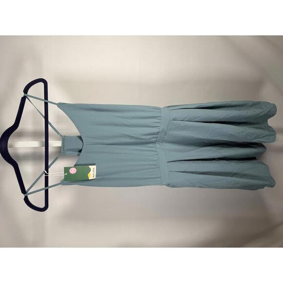 NWT Halara Breezeful Cut Out Pocket Pleated Mini Casual Dress Mineral Blue M - Picture 2 of 12